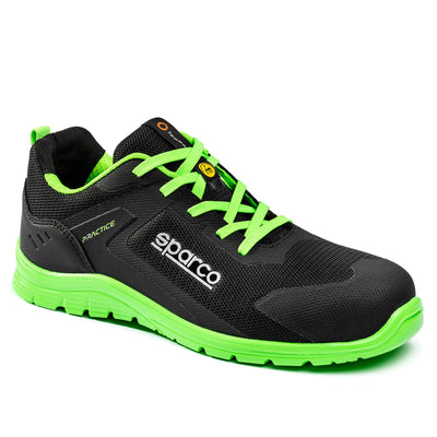 Sparco Werkschoenen S1PS Practice Rinus ESD Sneaker Unisex Zwart/Fluogroen