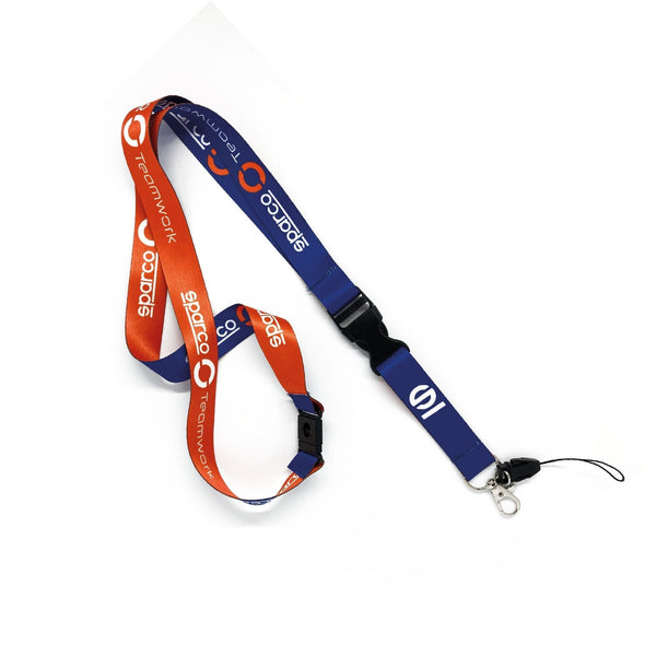 Sparco Lanyard Teamwork Sleutelhanger - Blauw/Fluo Oranje