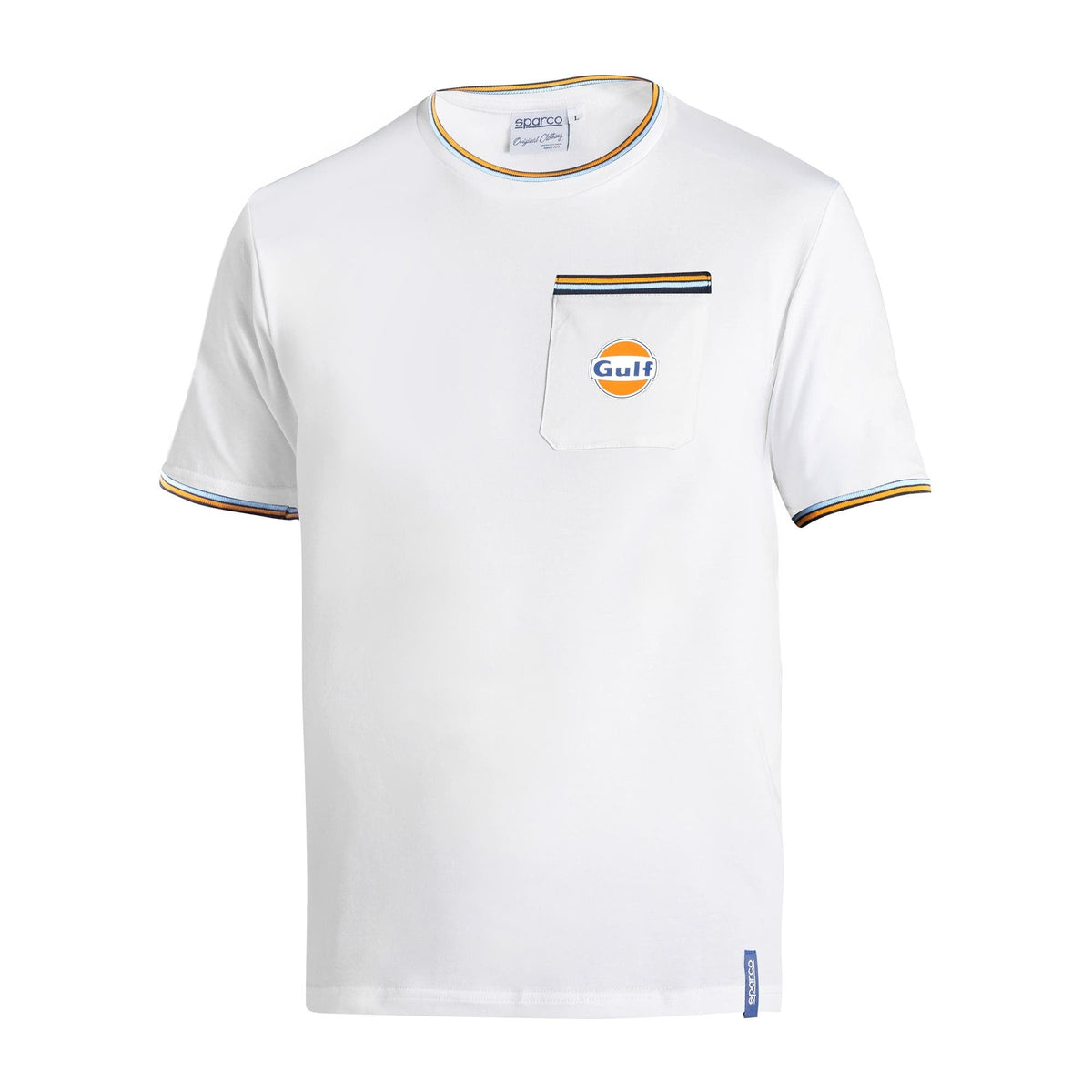 Sparco Gulf Gulf Pocket T-Shirt - Wit/Marineblauw - Maat S-XXL